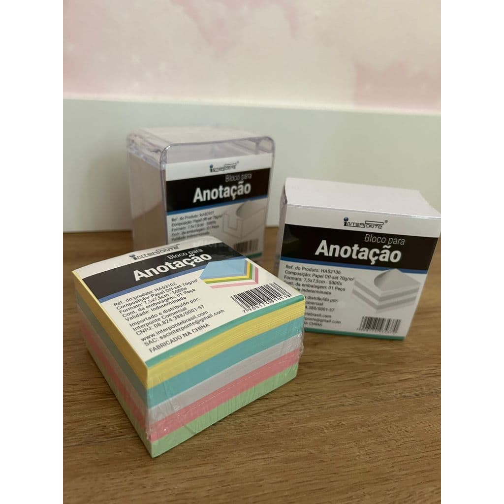 Bloco De Anotação Colorido Branco 500 Folhas Bloco de Notas Lembrete