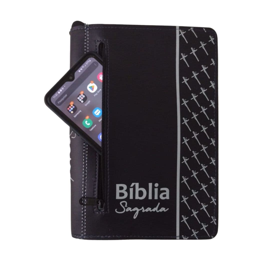 Capa para Bíblia Sagrada Média com Bolso Externo Porta-Celular Número 11