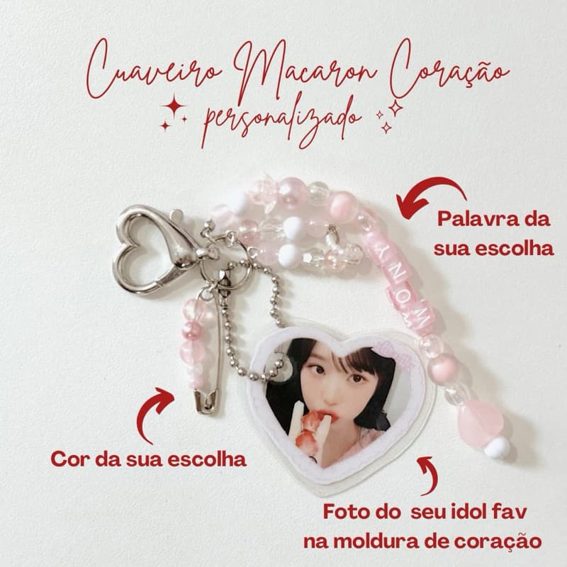 Chaveiro Macaron Coração personalizado