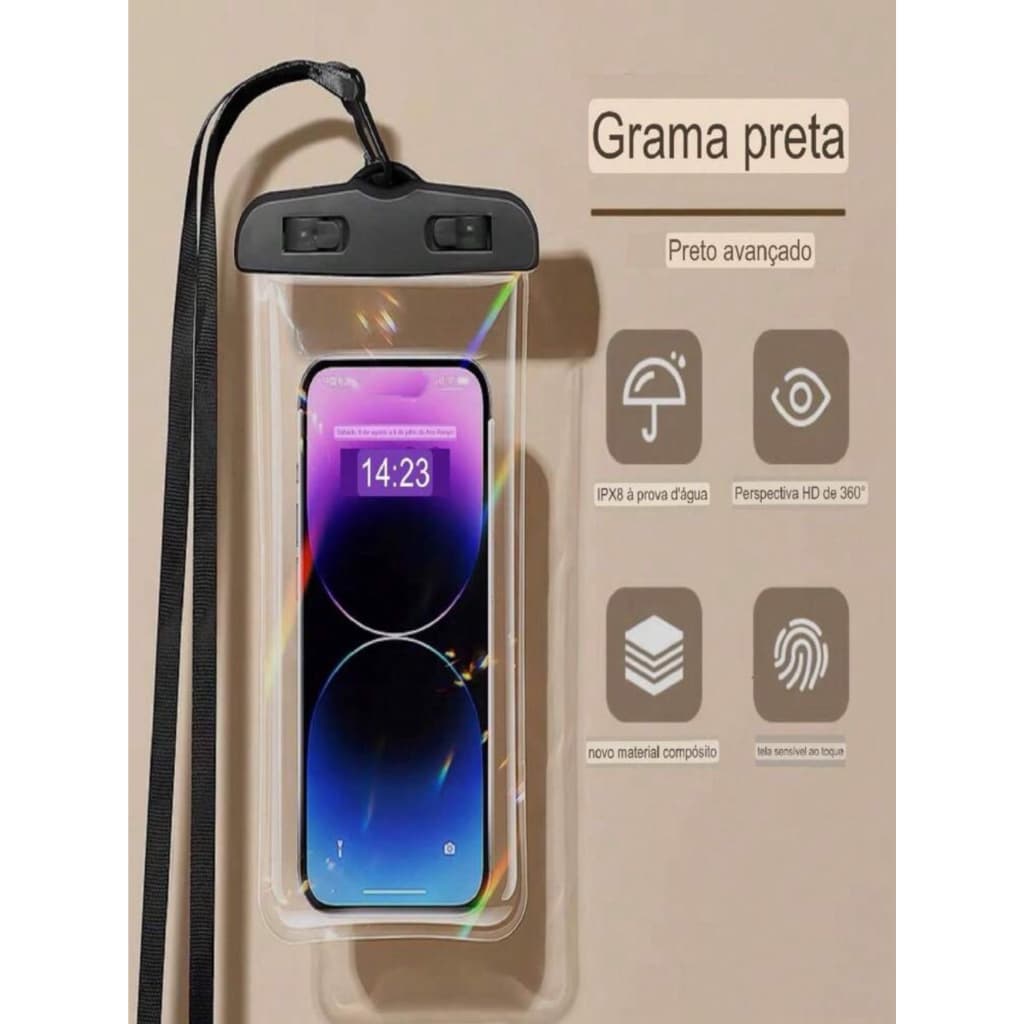 Capa Bolsa Prova Dágua Impermeável Celular Transparente Universal