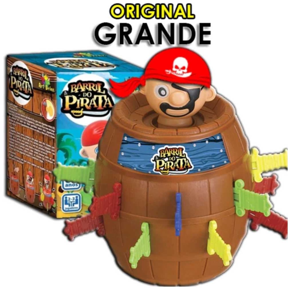 BRINQUEDO INFANTIL BARRIL PIRATA ORIGINAL GRANDE JOGO INTERATIVO DE MESA TABULEIRO EDUCATIVO KIT PARA CRIANÇA PULA DIVERSÃO CRIANÇAS