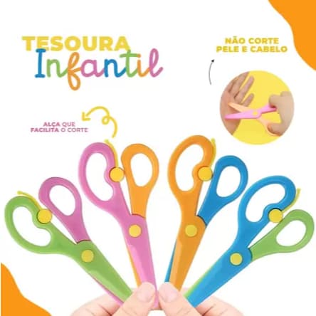 Tesoura Escolar Infantil Kids Não Corta Cabelo Leo&Leo