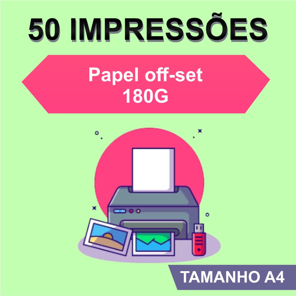 20 ou100 Impressões em papel Off-set 180G A4