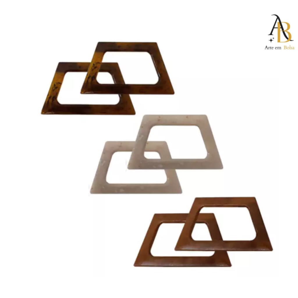 1 ~2 ou 3 PARES de Alça CZ/ TRAPEZIO em acrilico resina para bolsa crochê