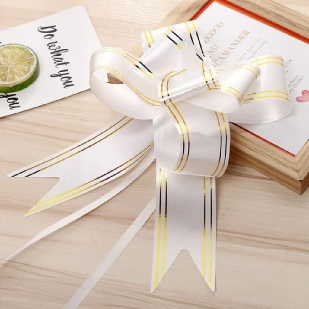 Kit 50 Laços Mágico Fácil 30x59 Fita com Filete Dourado Cores Sortido