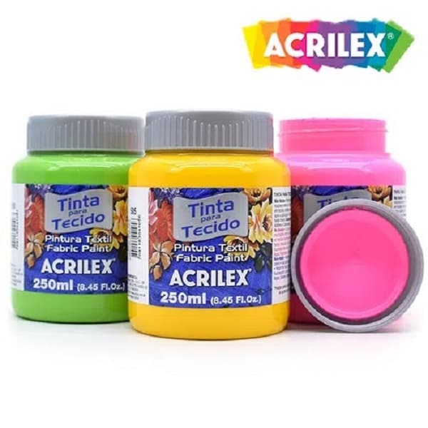 Tinta Tecido 250ml Fosca  Acrilex Artesanato Pintura Pano de Prato - Cores