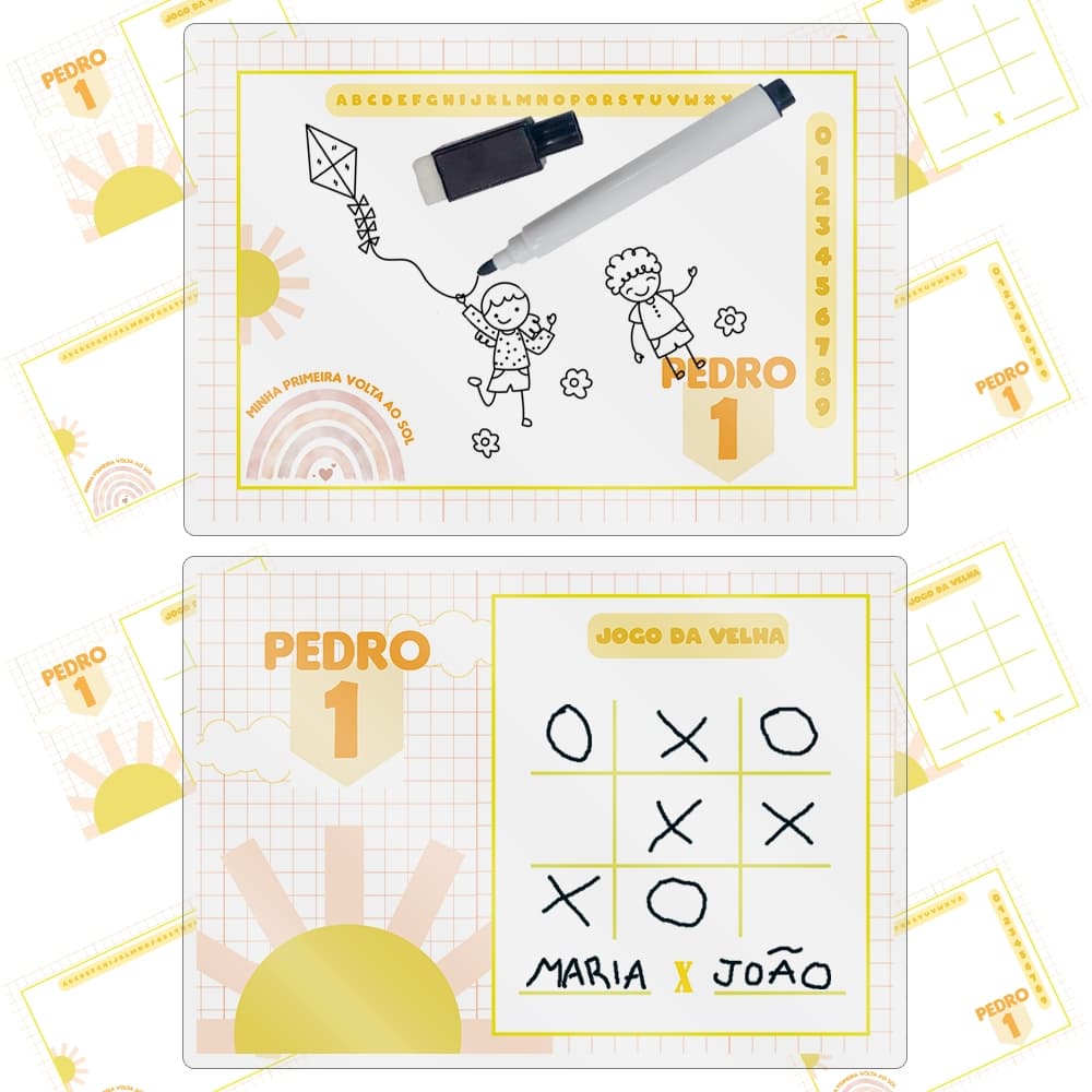 Lousa Mágica Personalizada Para Festa Infantil Lembrancinha Com Canetas Apagáveis Personalizado Raio De Sol