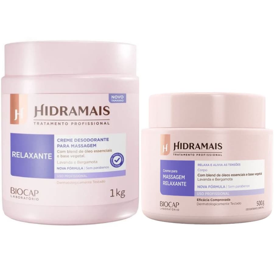 Hidramais Creme Para Massagem Relaxante Com Óleo Essencial De Lavanda E Bergamota 1Kg ou 500g