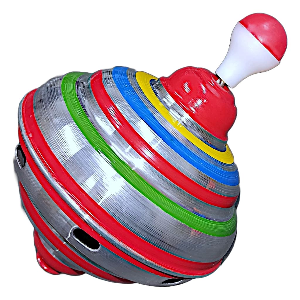 Pião Sonoro Pequeno em Alumínio - Brinquedo Clássico Retrô dos Anos 80 - IMC 81