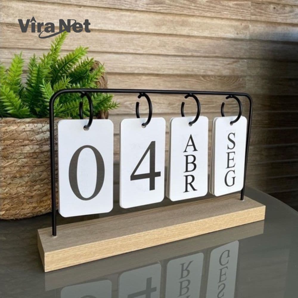 Calendário de Mesa Permanente Decorativo – Plaquinhas para Casa e Escritório