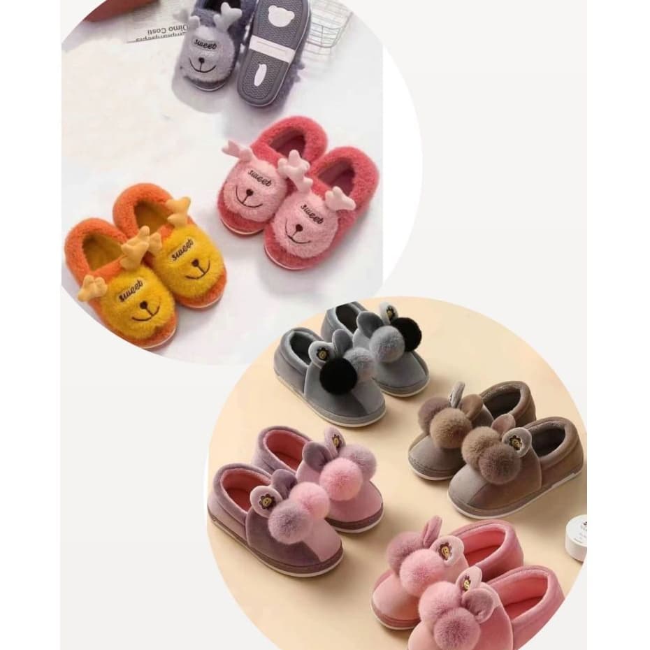Pantufa Infantil Coelho Com Orelha e Pom Pom ou Rena/ Pantufas Para O Inverno
