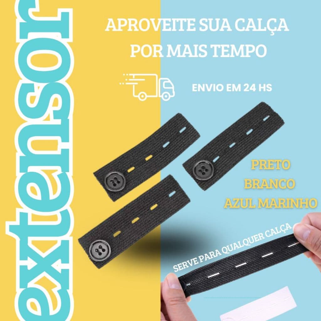 KIT Extensor de calça - Grávidas - Gestante - Elástico - 3 PEÇAS