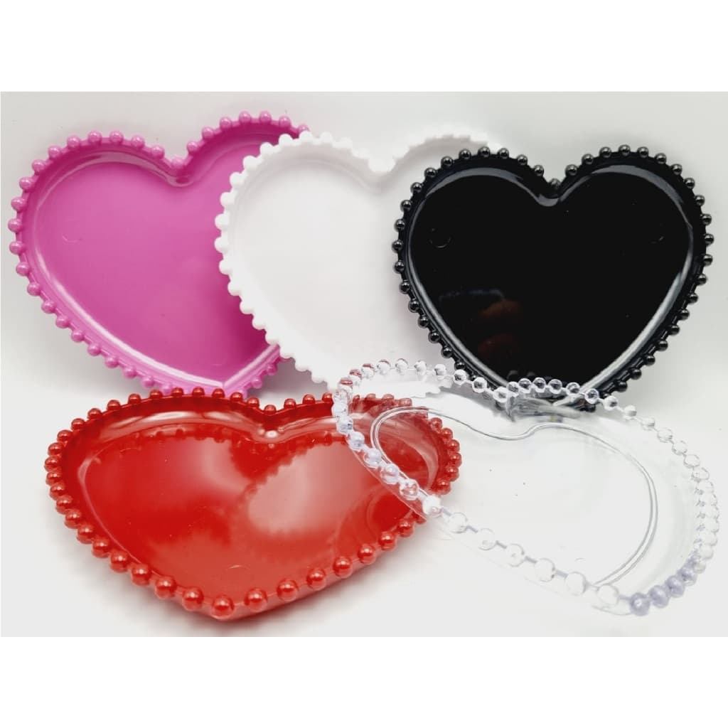 Kit 6 Pires ACRÍLICO Coração com Borda de Bolinhas um charme ideal para presentear cantinho do café diversas cores