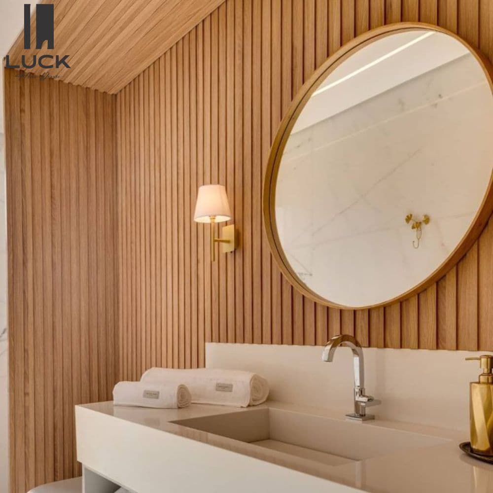 Espelho Redondo com Borda de Madeira 2 em 1 decorativo + Acessório completo de instalação 80 60 50 40 e 30 cm