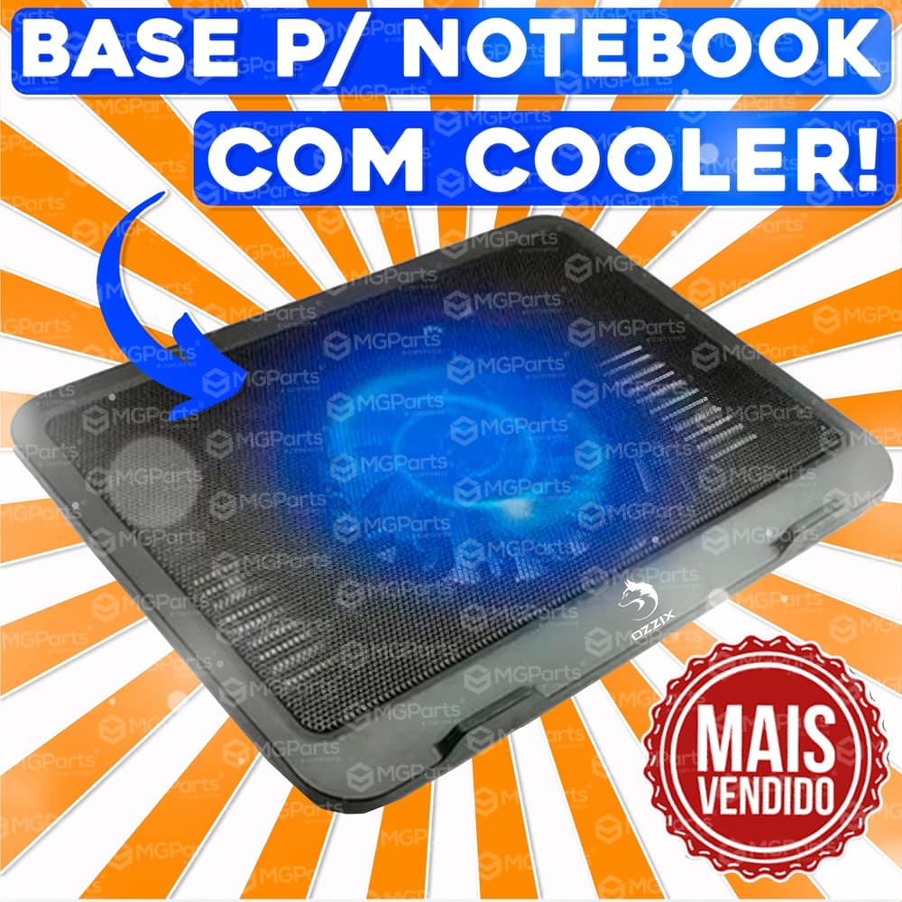 Suporte Notebook Cooler Led Base Com Ventilação Apoio Usb Ozzix