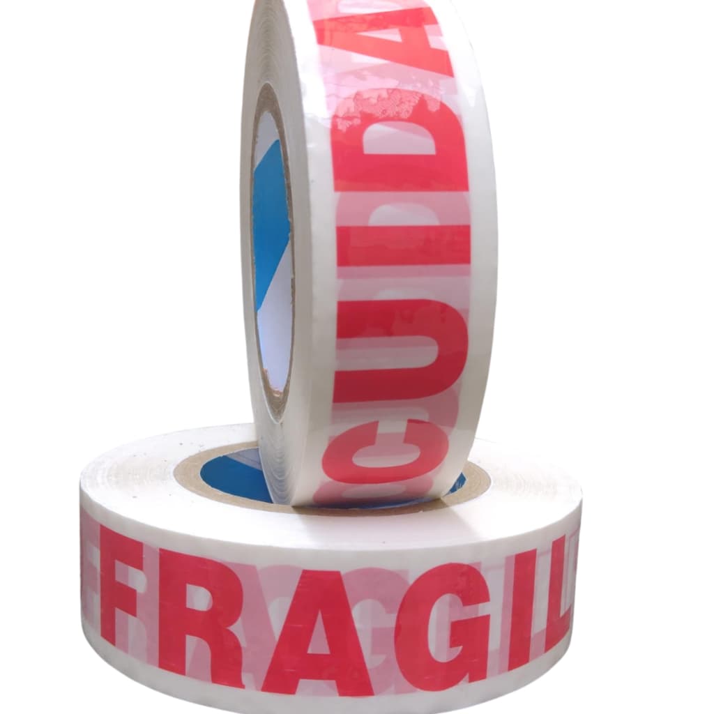 1 Unid Fita Adesiva Cuidado Fragil Para Embalagens Delicadas Vidros e Objetos Frageis Cuidado 500m