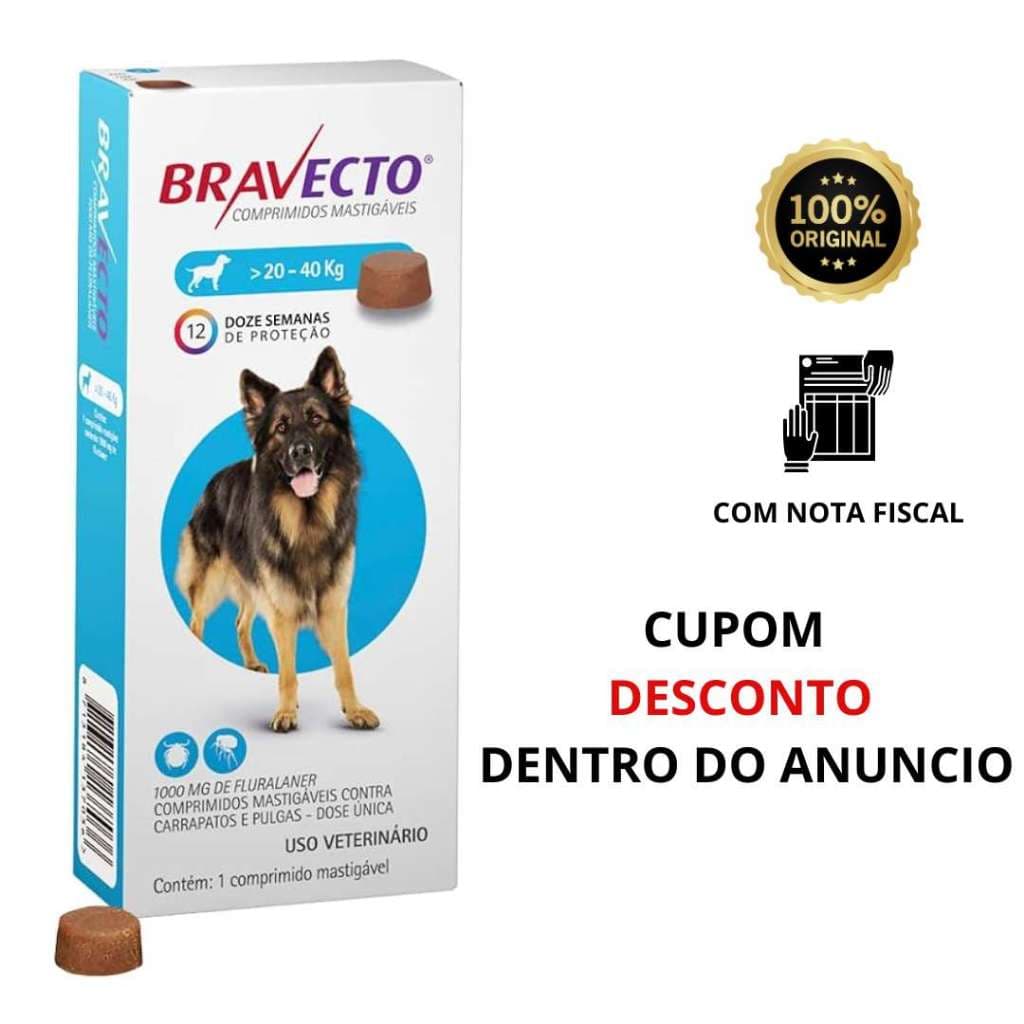 Antipulgas e Carrapatos Bravecto MSD para Cães 20 a 40kg