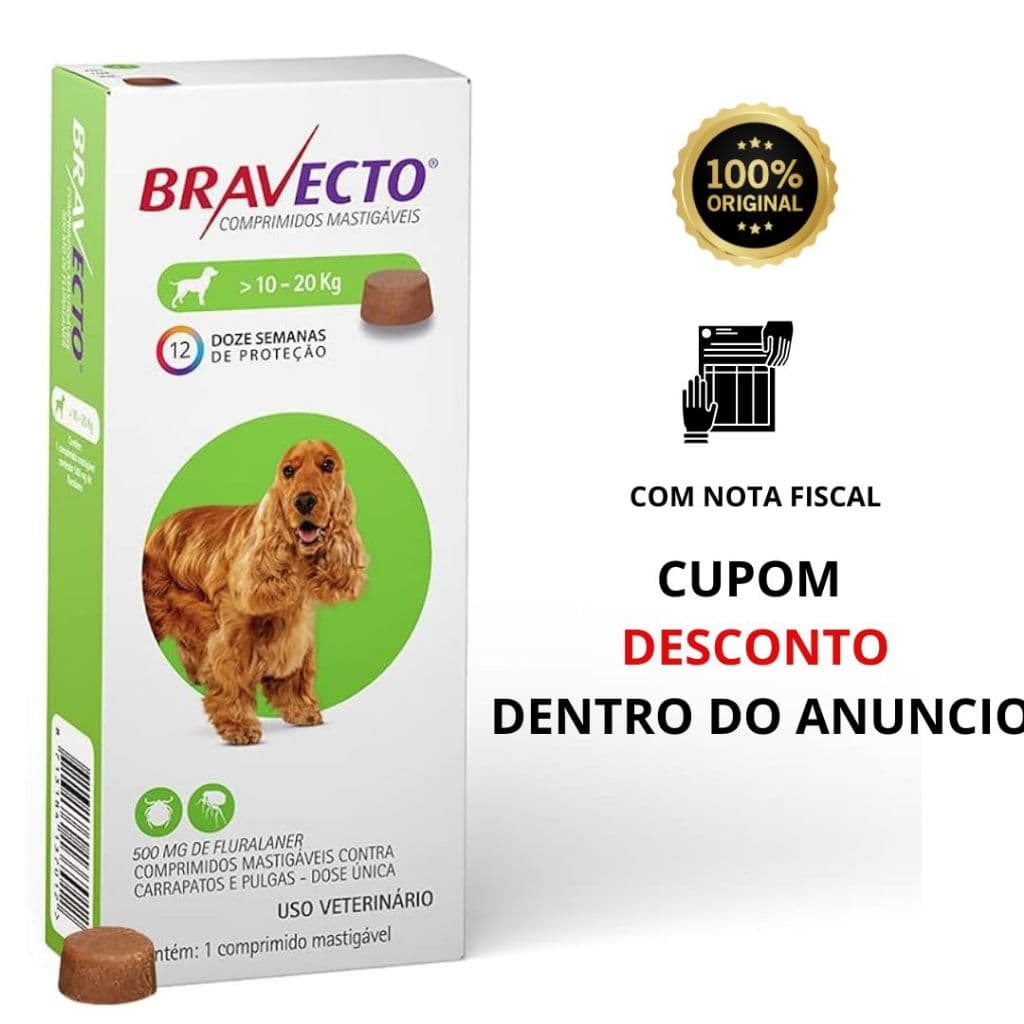 Antipulgas e Carrapatos Bravecto MSD para Cães de 10 a 20 kg