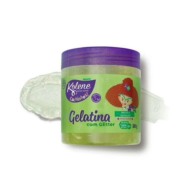 Gelatina Kolene cachinhos com Gliter maça verde 500 g