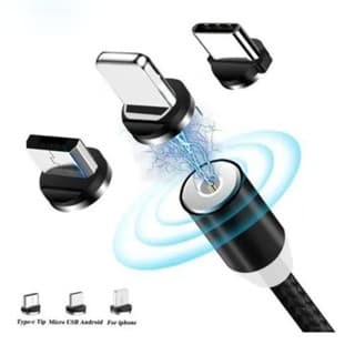 Cabo Carregador Magnético 3 em 1 led V8 ,Tipo C, iPhone Micro Usb Universal