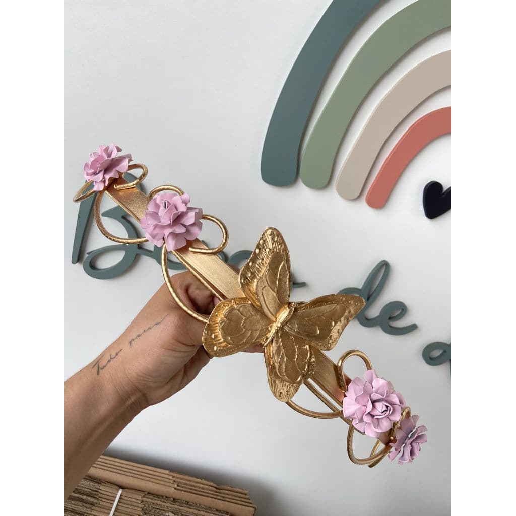 Dossel Arabesco Flor e borboleta dourado  Suporte PARA  MOSQUITEIRO