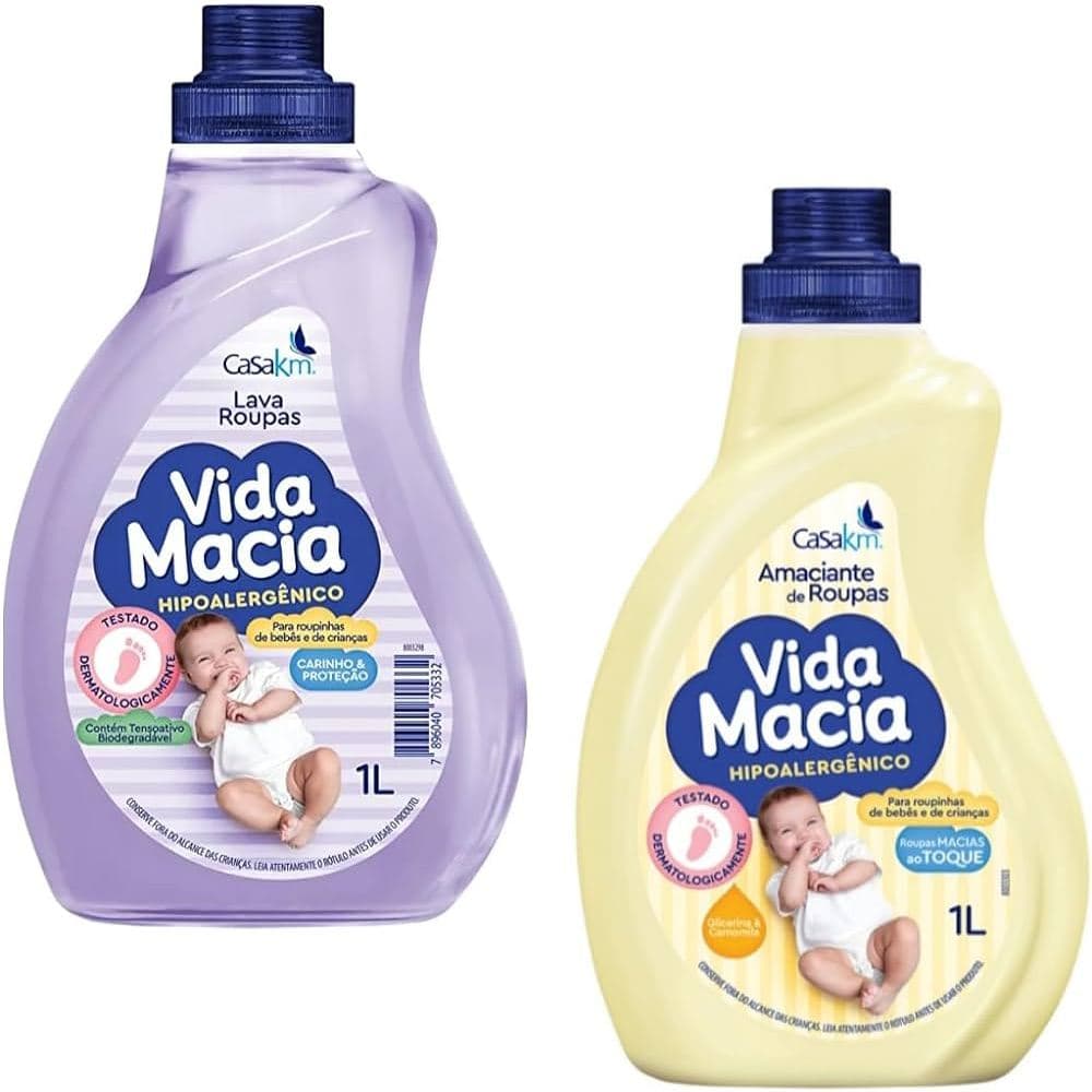 Kit Vida Macia Casakm Bebê 1 Lava Roupa + 1 Amanciante Litro