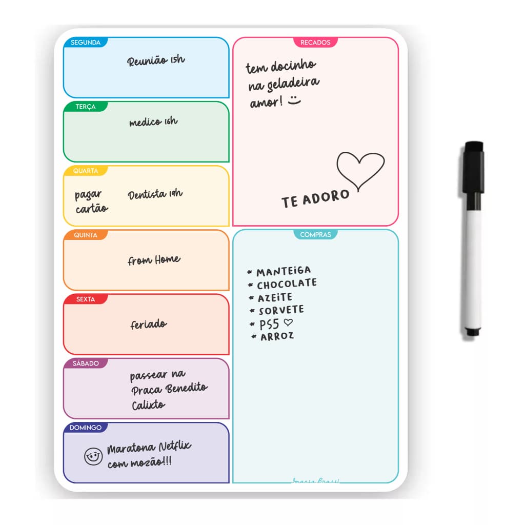 Quadro Lousa Magnetica 19x26cm Recados Com Caneta