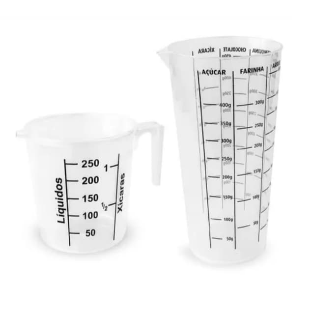 Kit Prático Medição Culinária Copo Dosador 500 ml + Jarra Medidora 250 ml cores
