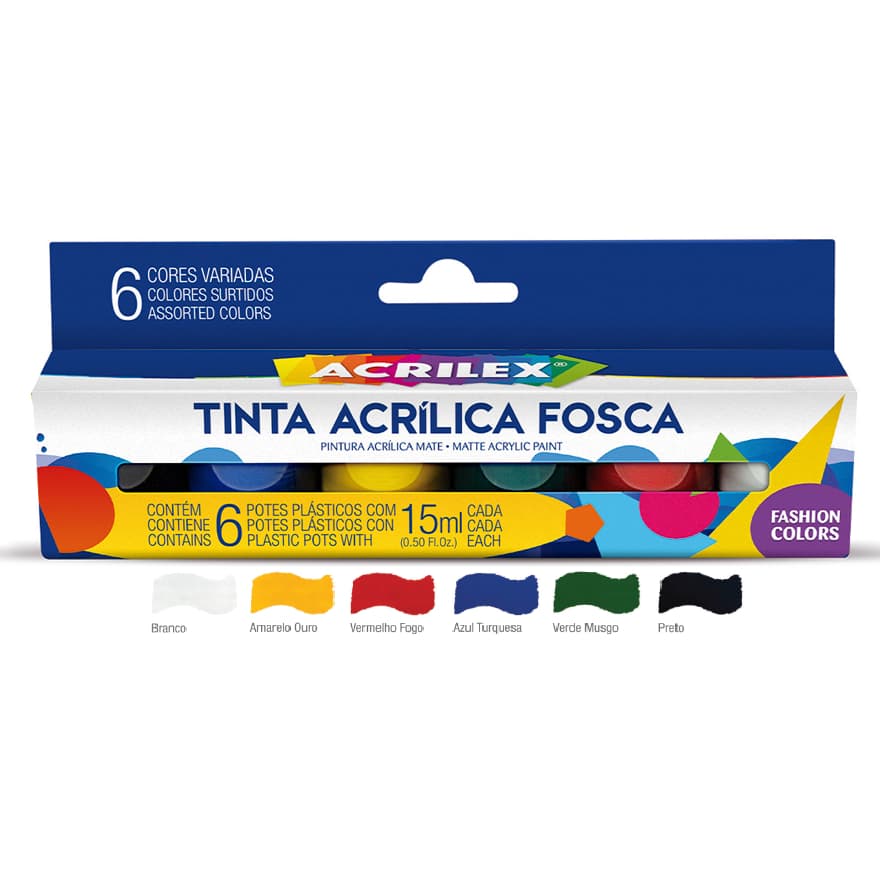 Tinta Acrílica Fosca 6 Cores 10ml Acrilex Com Nota Fiscal