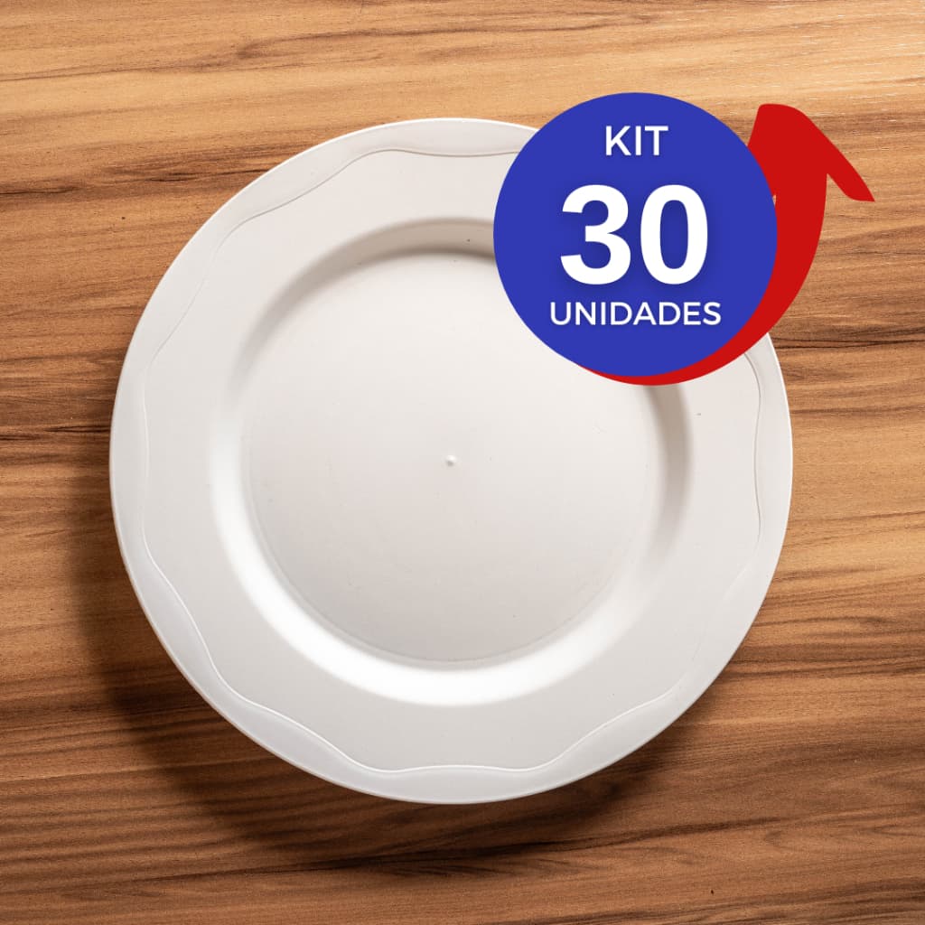 Kit 10 a 30 pratos redondos raso Branco para festa jantar churrasco prato plastico PRATO REDONDO BRANCO