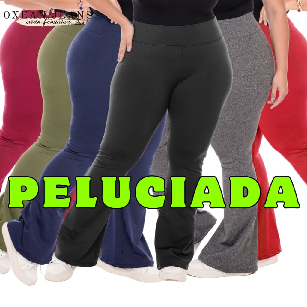 Calça Legging Flare Plus Size Flanelada Leg Boca De Sino Bailarina Grossa Zero Transparência
