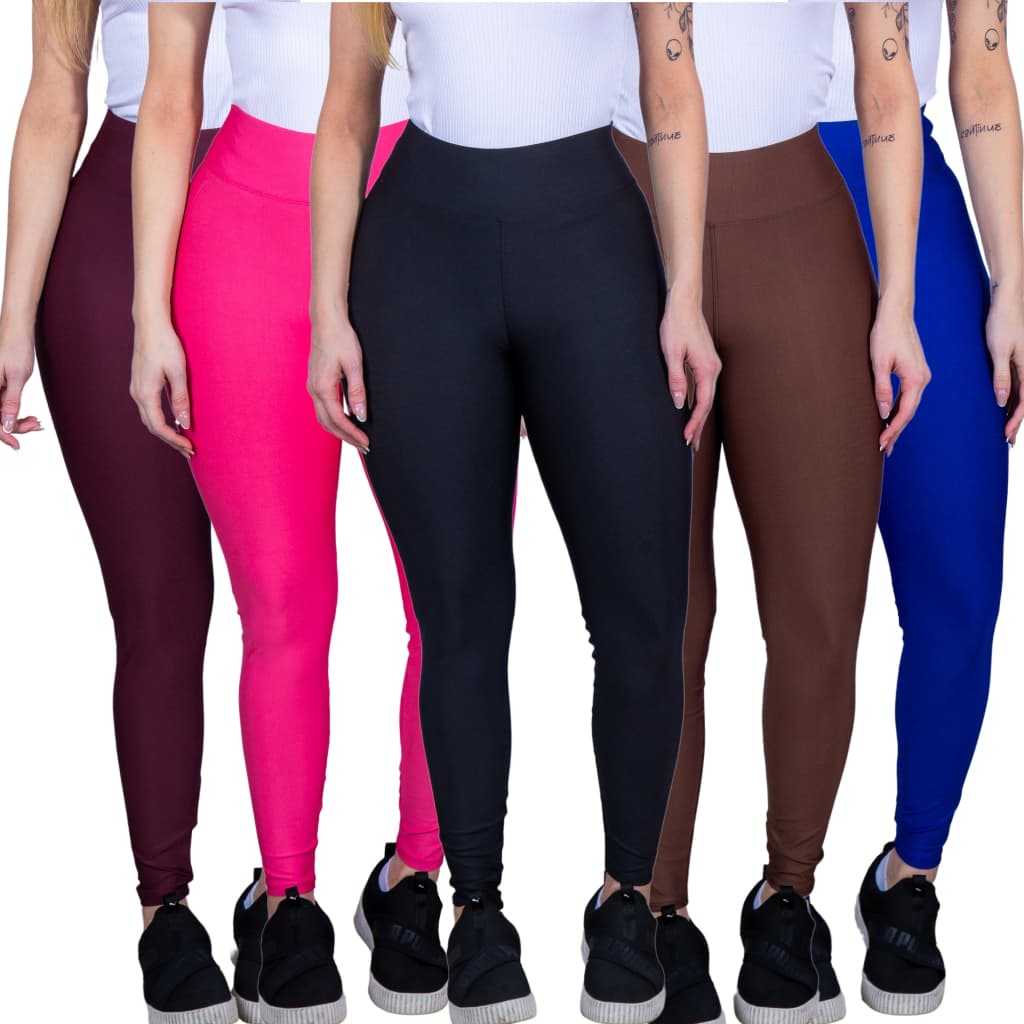 Kit 5 Calça Ginástica Legging Suplex Fitness ou Dia a Dia NÃO FICA TRANSPARENTE