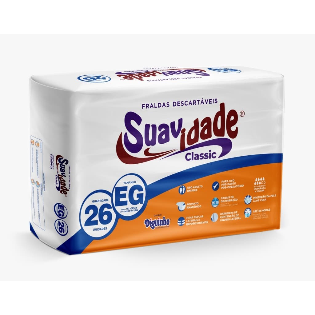 Fralda Descartavel Geriatrica Adulto  Suavidade Extra Grande (XG) Com 26 UN