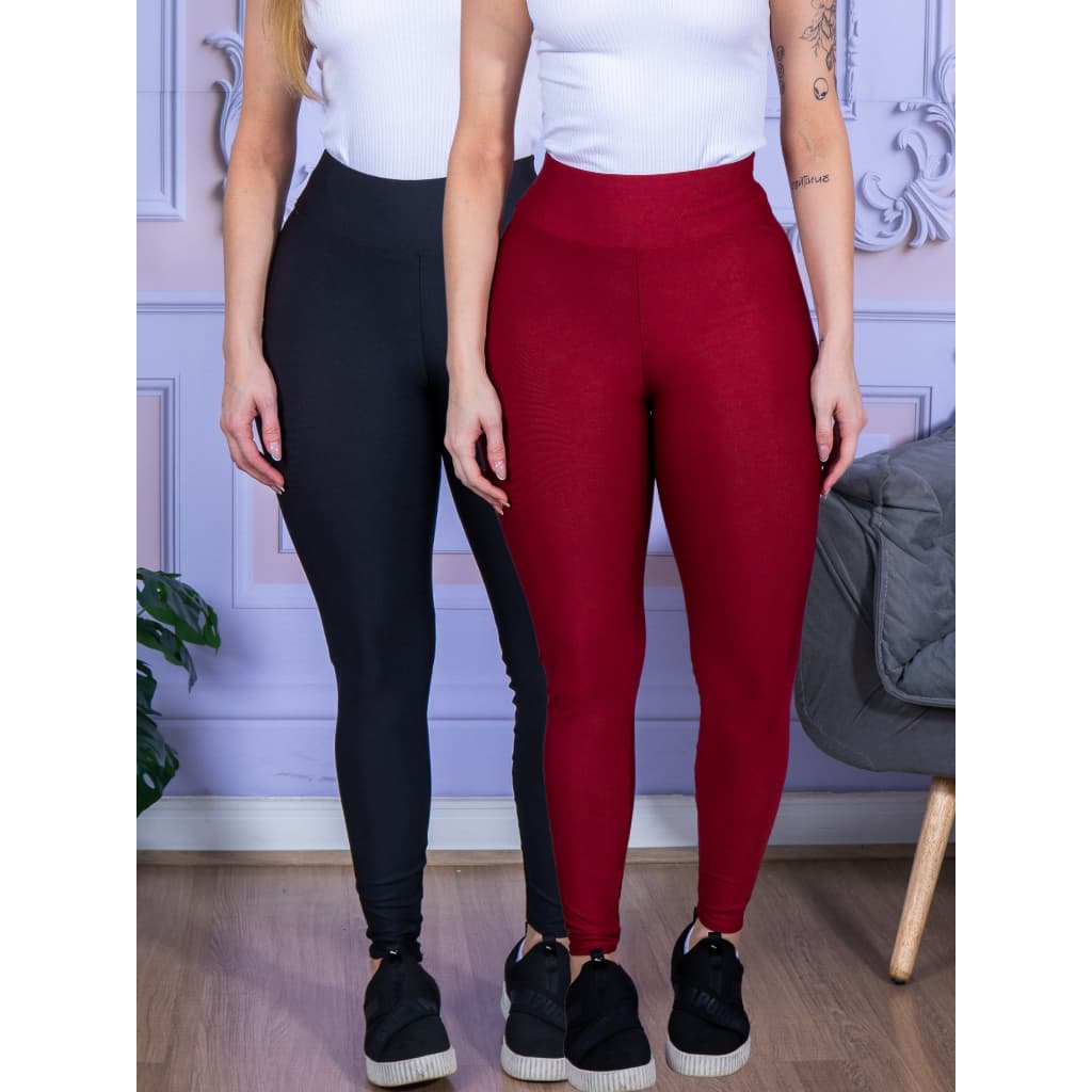 Kit 2 Calças Legging Lisa Fitness Feminina Suplex  Envio Rapido Moda LLevo