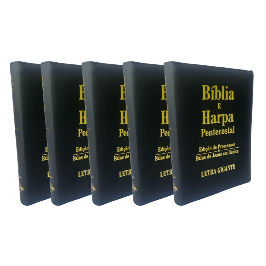 KIT Bíblia Gigante zíper - Preta com Harpa - Papel eco