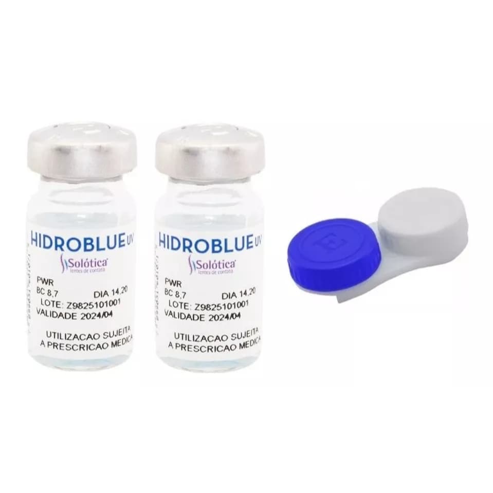 1 Par Lente De Contato Anual Hidroblue Incolor Com Grau - Solótica com Estojo
