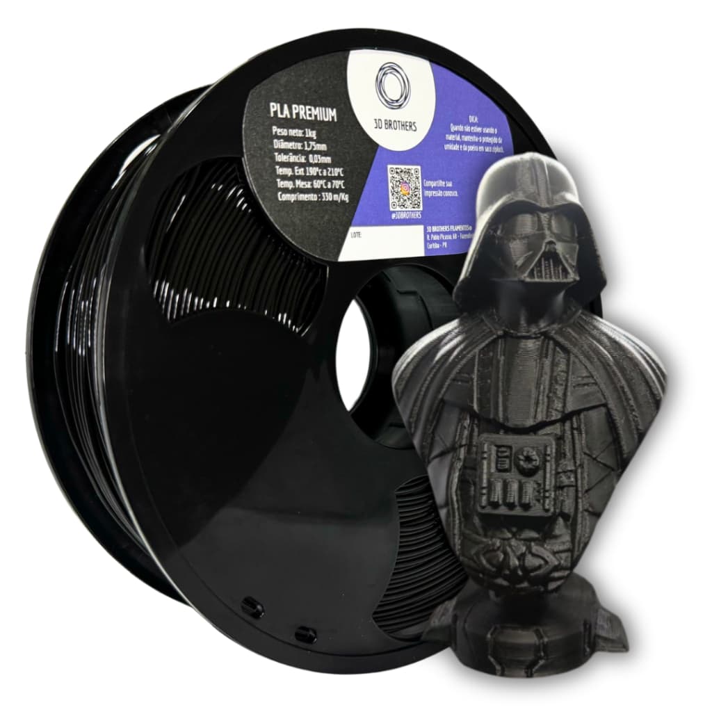 Filamento 3D PLA PREMIUM - PRETO - 3D Brothers