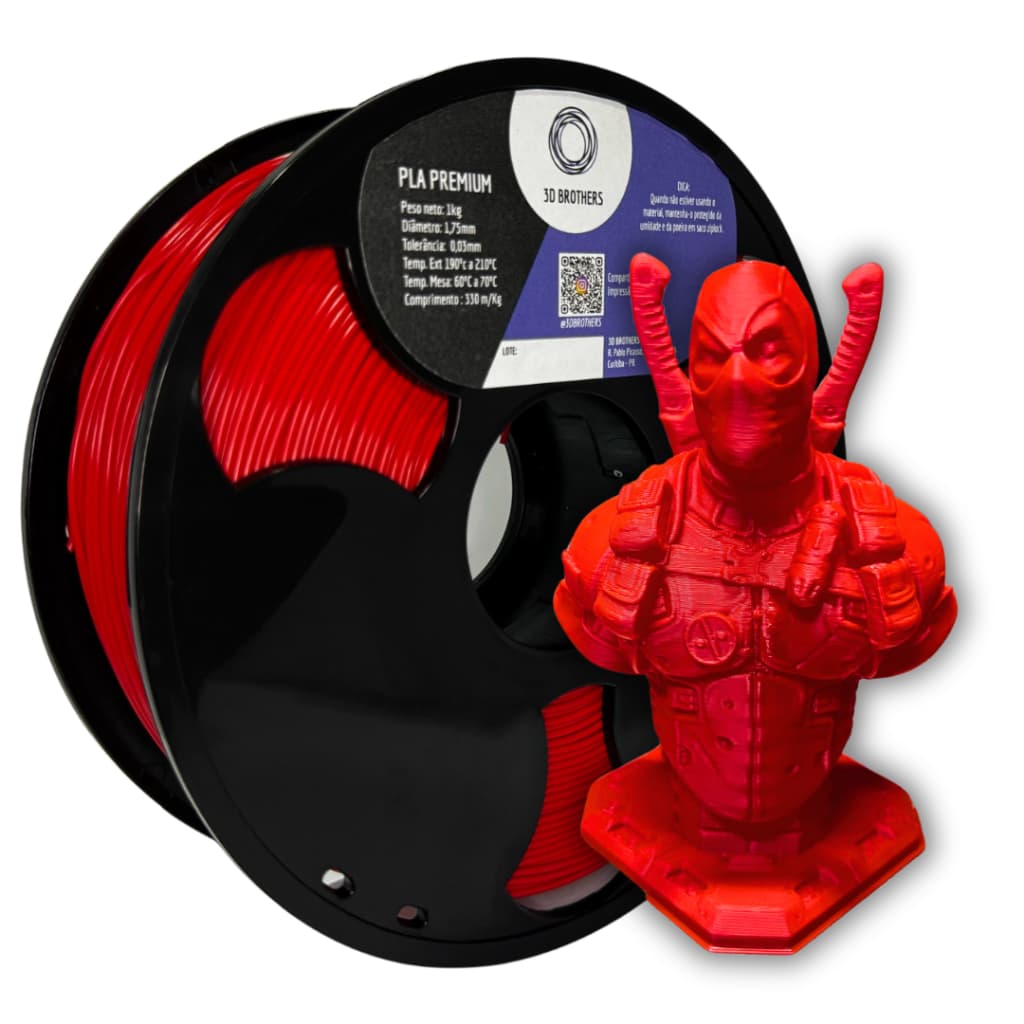 Filamento 3D PLA PREMIUM - VERMELHO - 3D Brothers