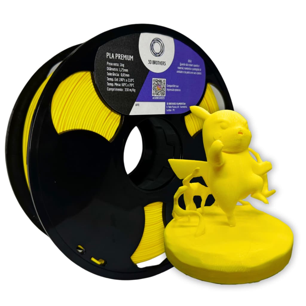FILAMENTO 3D PLA PREMIUM - AMARELO - 3D Brothers