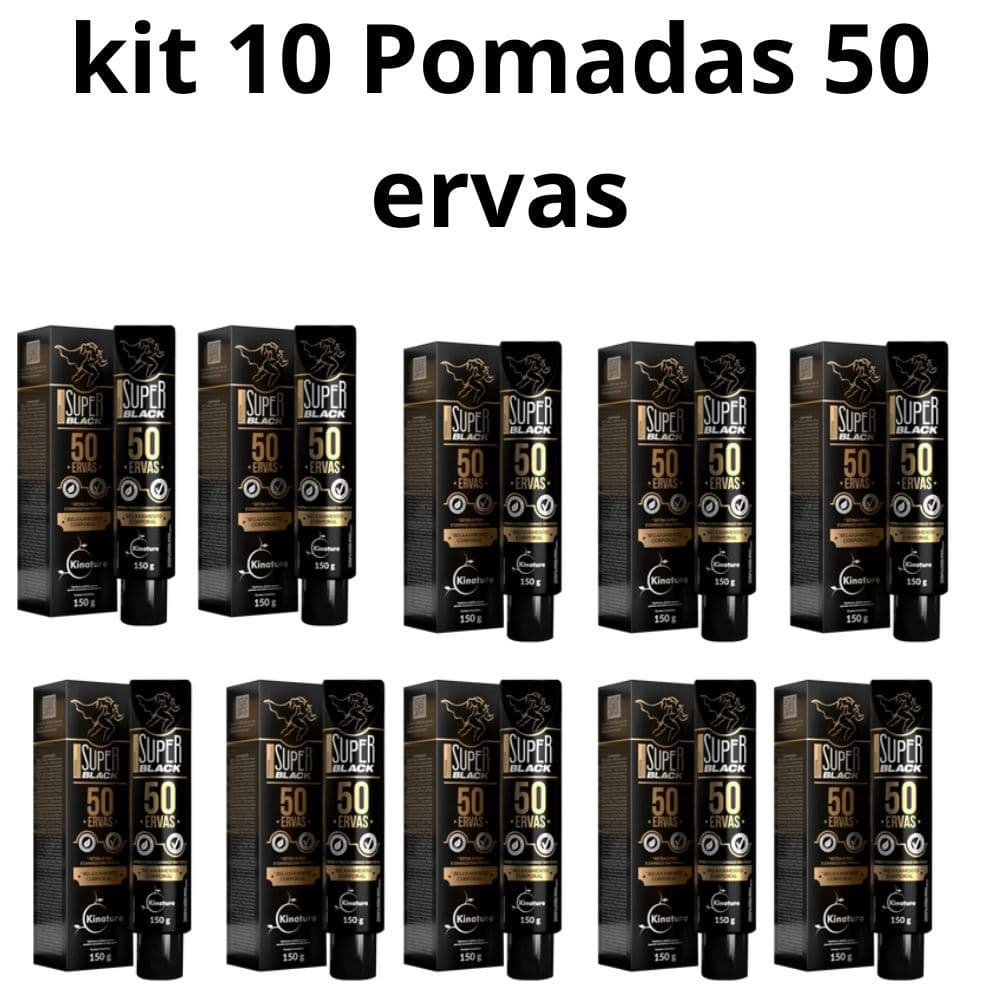 kit 10 Gel de Alívio Natural Pomada 50 Ervas para Contusões e Desconfortos Articulares
