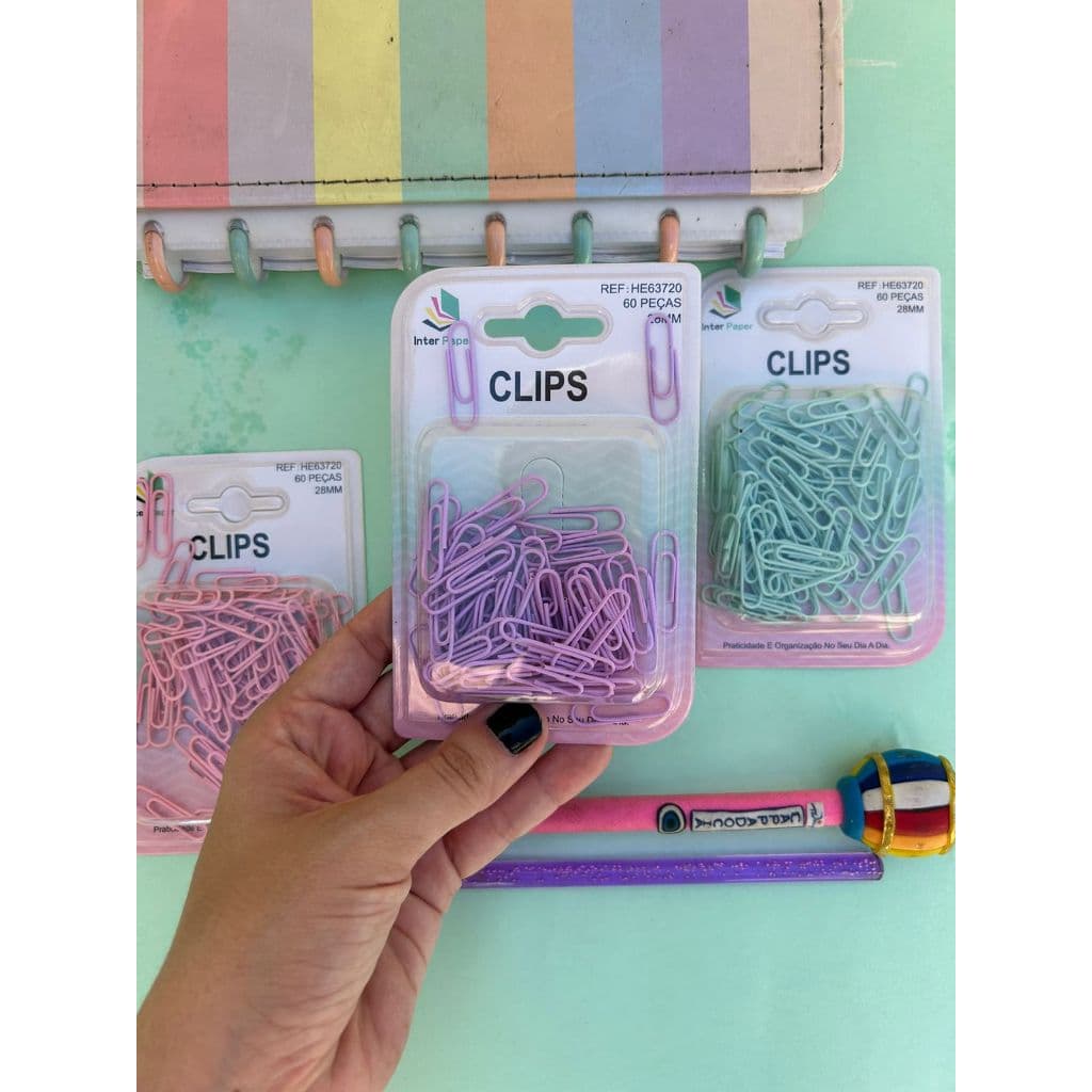 Clips De Metal 28mm ou 50mm Tons Pasteis Colorido Papelaria