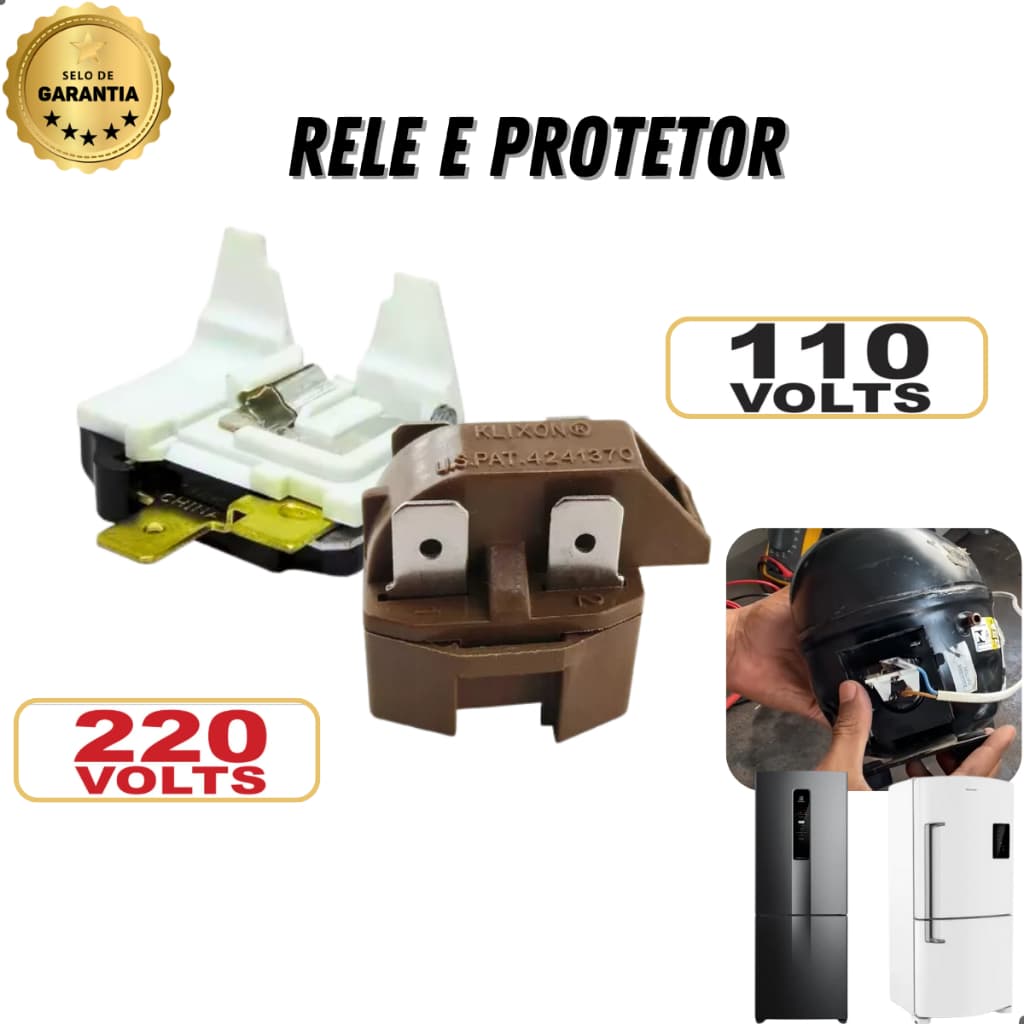 Relé partida e Protetor Térmico para geladeira 110v 220v