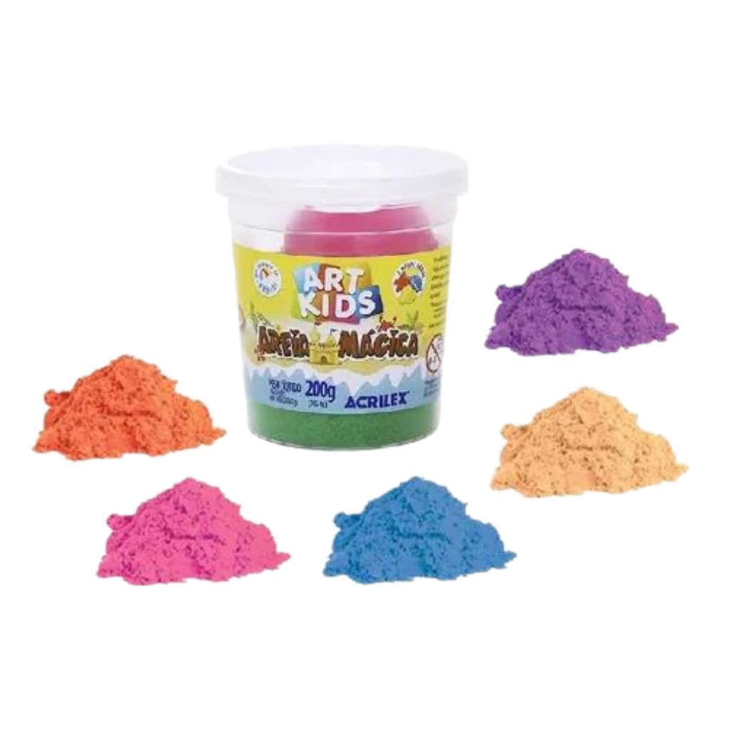 Areia Mágica Cinética ArtKids 200 550g + Molde Azul Laranja Natural Rosa Roxo Verde Acrilex Movediça