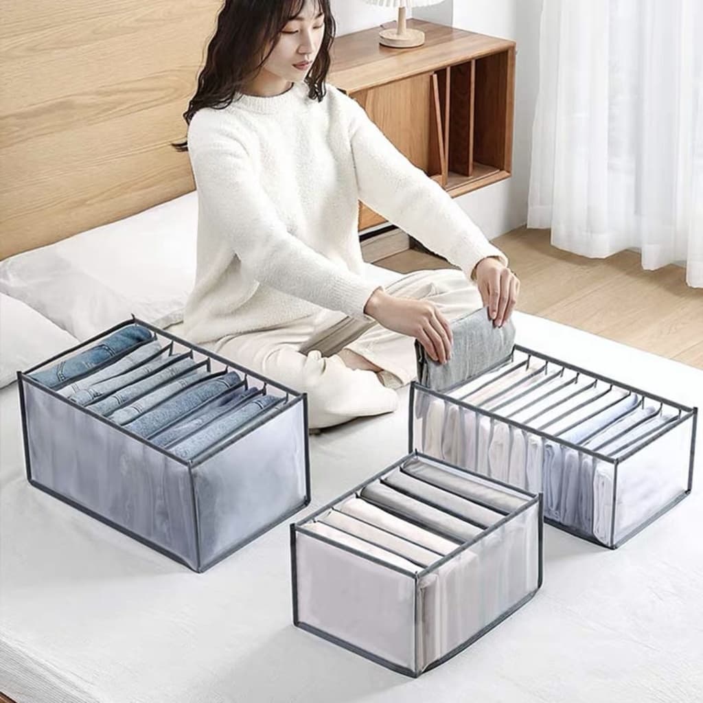 Kit 5 Organizador De Gavetas De Jeans Dobráveis/Roupas De Compartimento De Malha Economia De Espaço Em Casa