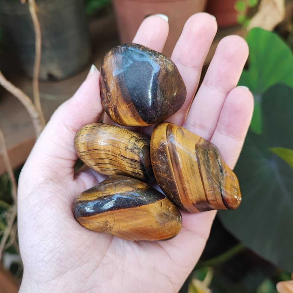 Olho de Tigre Pedra Natural Rolada Proteção Contra Inveja e Mau Olhado Vitti