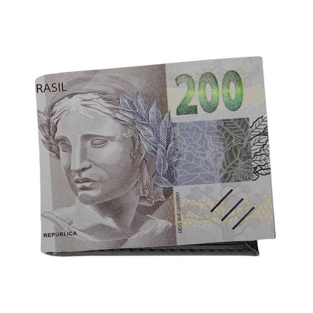 Porta Cartão Documento e Dinheiro Estampa Nota de R$200,00 Carteira Cédula