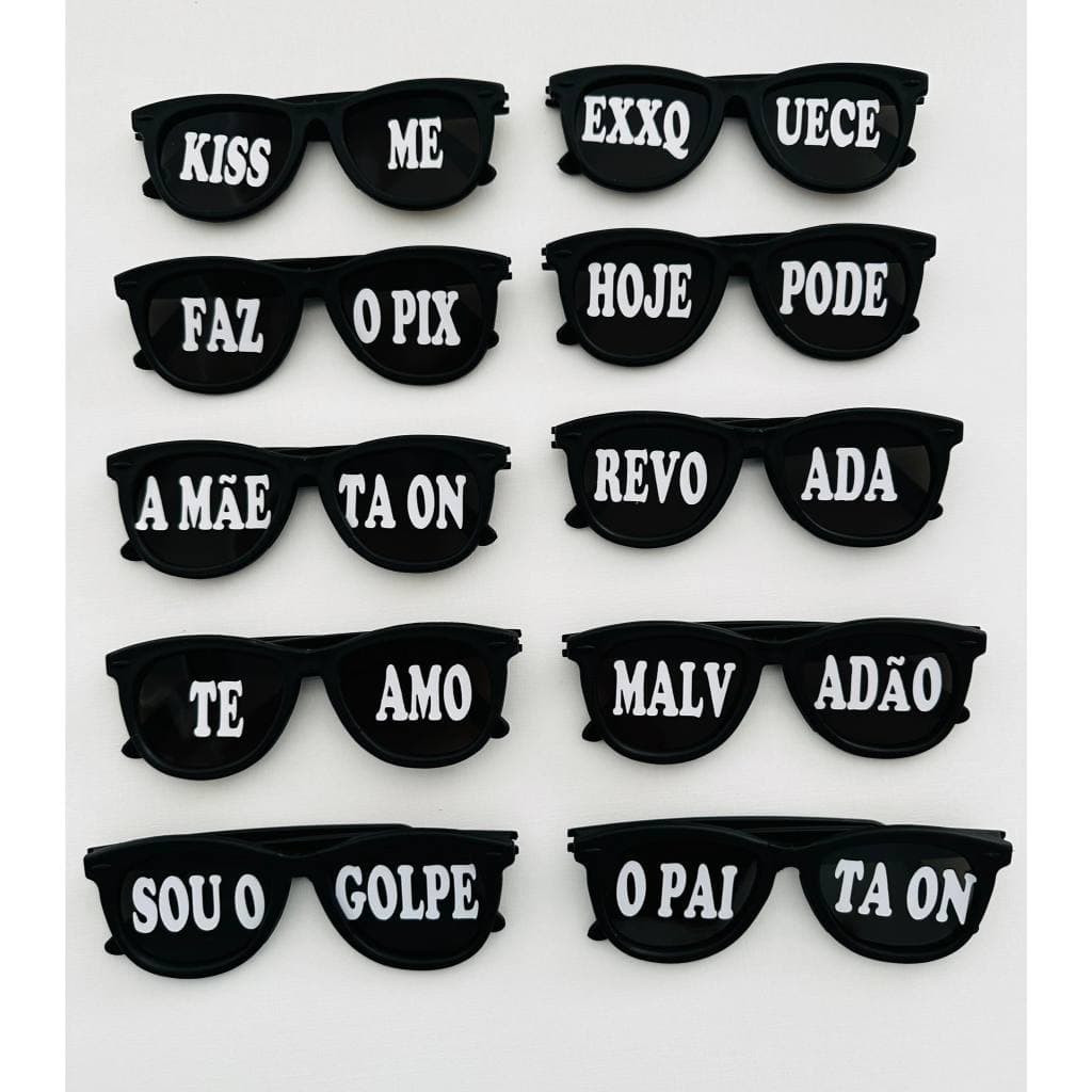 Kit 10 Óculos Festa Frase Fume Festa Casamento Carnaval Várias cores