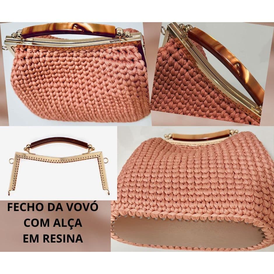 Fecho da Vovó Para Bolsas de Crochê Armação de Metal 20CM