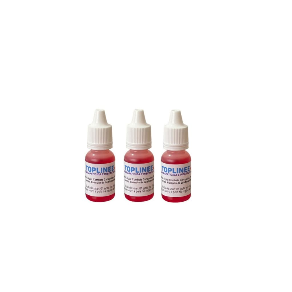 Kit 3X Poderoso Antipulgas e Carrapato Topline10ml Potente