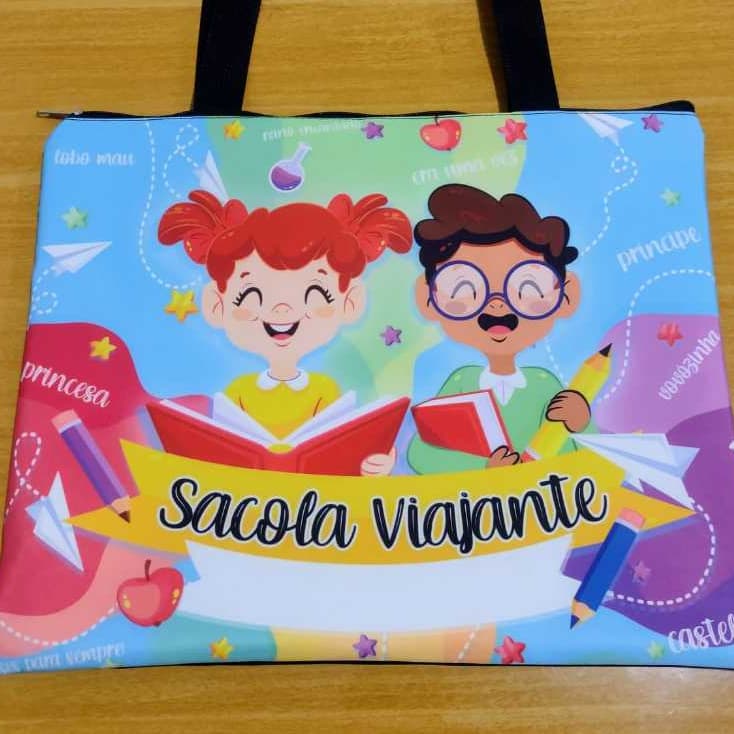 Mala - Bolsa com alça - cabe Notebook - Ecobag de leitura - com fechamento em zíper